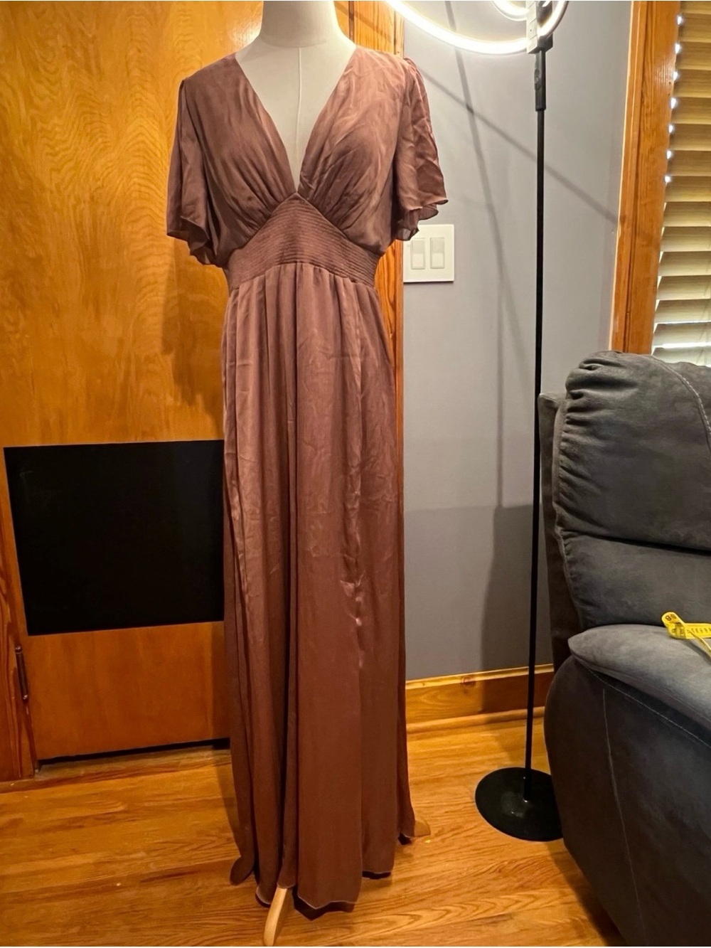 Baltic Born Mauve Brown V-Neck Maxi Dress